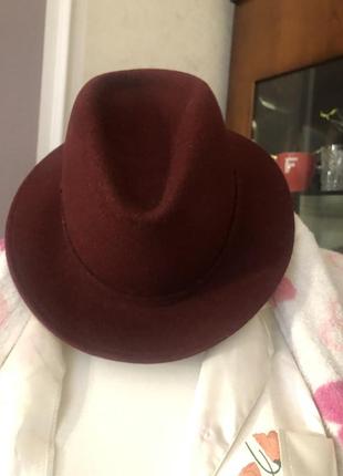 Фетровая шляпа шляпа марсала/бордо для фотосессии *нюанс3 фото