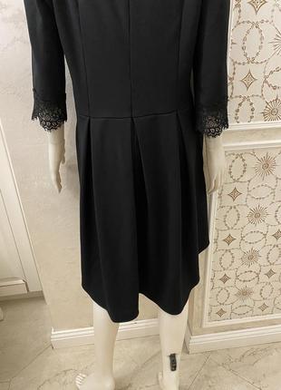 Чорна  сукня/плаття вільного крою з рукавом оздоблено мереживом10 фото