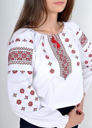 Бюджетна класична жіноча вишиванка жіноча вишита блуза на сорочковій тканині