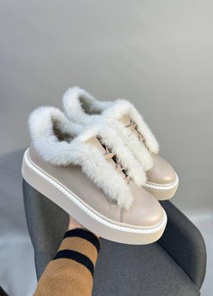 Шкіряні черевики лофери норка зимові демисезонні8 фото
