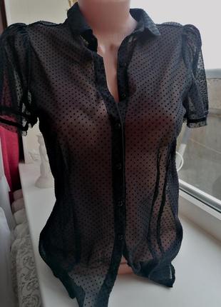 🌹чорний напівпрозорий топ в стилі ретро 🌹чёрная рубашка 🌹топ, блуза