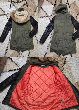 Теплая куртка парка с натуральным мехом лисы, 42-44 (неполный 46)4 фото