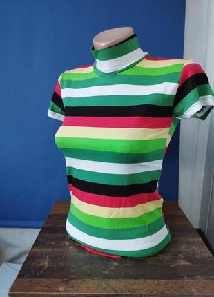 Гольф американка смугастий гольфік водолазка з коротким рукавом туреччина2 фото