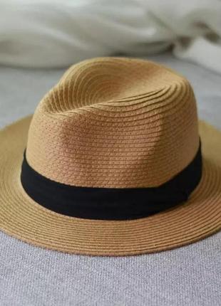Взрослая  шляпка соломенная черная складная3 фото