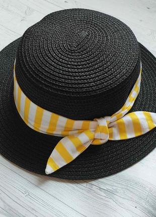 Дитяча солом'яний капелюшок з кольоровою стрічкою №13