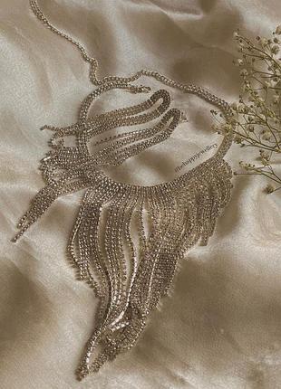 Набір прикрас, сережки стрази, кольє стрази, вечірні сережки, кольє вечірнє