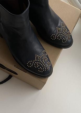 Кожаные ботинки luciano carvari темно-синего цвета2 фото