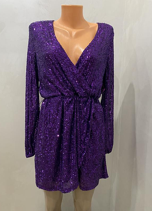 Сукня міні темнофіолетова з бльостками