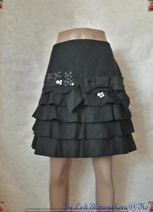 Шикарная нарядная мини юбка на 50 % шерсть с бантом и жемчужинками, размер л-ка1 фото