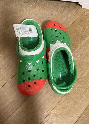 Теплі крокси crocs classic lined holiday clog usa. оригінал.6 фото