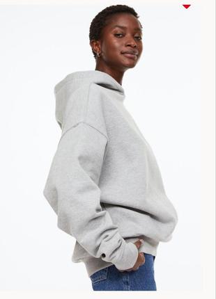 Сірий плотний худі оверсайз на флісі