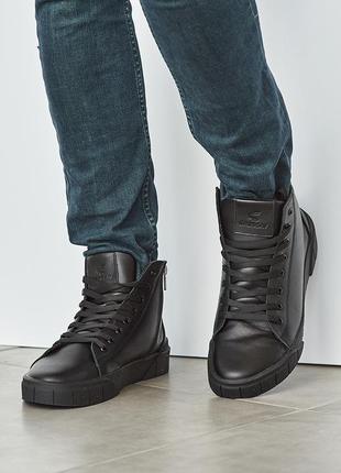 Теплые кроссовки,кеды,ботинок кожаные черные зимние мужские для мужчин,удобные,комфортные,стильные4 фото