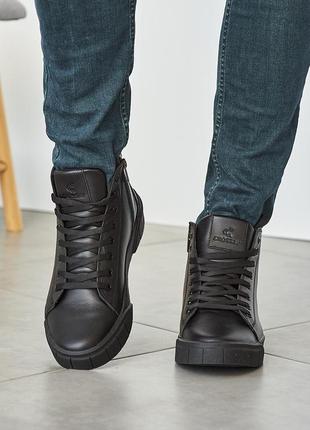 Теплые кроссовки,кеды,ботинок кожаные черные зимние мужские для мужчин,удобные,комфортные,стильные2 фото