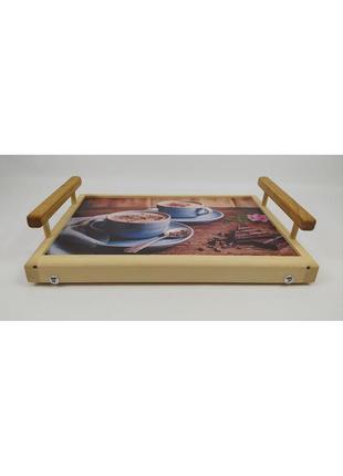 Столик для завтрака деревянный складной 41 см * 27.5 см, высота с ножками 23 см4 фото