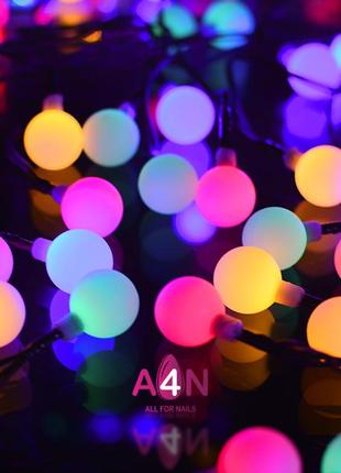 Гирлянда шарики rgb 50 led светодиодная 5 метров разноцветная новогодняя на елку и для декора7 фото