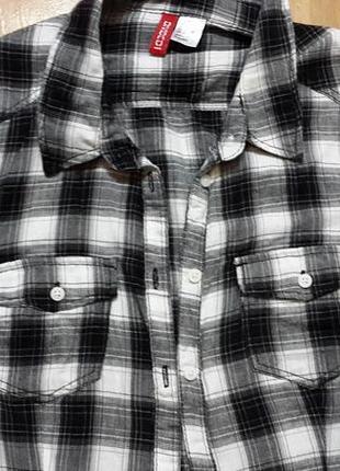 Трендова рубашка в клітинку divided by h&m чорно-сіра -біла5 фото