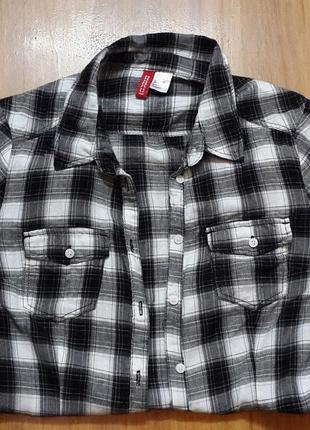 Трендова рубашка в клітинку divided by h&m чорно-сіра -біла8 фото