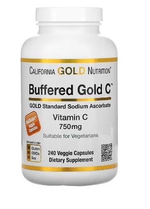 Буферизований вітамін с, buffered vitamin c 750, california gold nutrition, 240 капсул1 фото