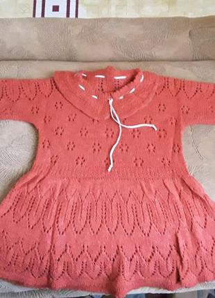 Красное детское шерстяное платье