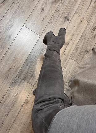 Ботфорты сапоги высокие за колени женские деми тренд серые2 фото