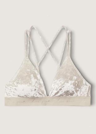 Бралет білий молочний велюр оригінал victoria’s secret pink