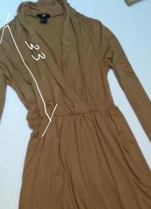 Платье приталенное на запах халат клеш хлопок трикотаж свободное коричневое база бюст весна довгий рукав3 фото