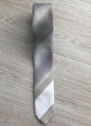 Краватка в смужку бежево-сірий 1,5 м