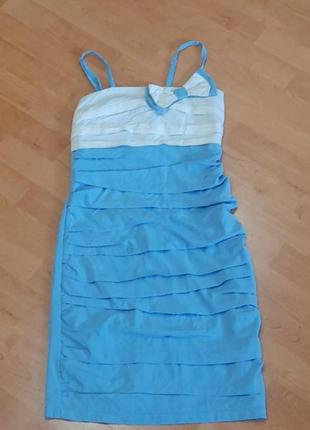 Платье голубое с бантиком 42-44
