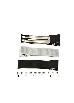 Заколка уточка с репсовой лентой 5cm (упаковка 12 шт) чёрно-белая