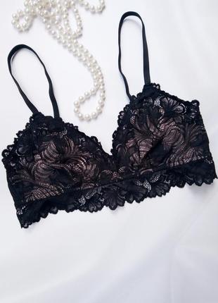 Найгарніший чорний мереживний м'який бюстгальтер бралет без кісточок
