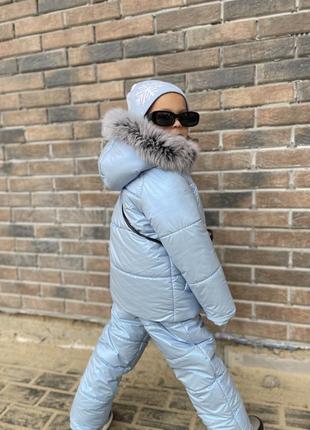 Зимовий костюм для дівчаток ніжно блакитний колір до -30 морозу4 фото