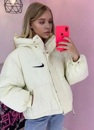 Тепла куртка,дута куртка куртка oversize,куртка в стилі nike,куртка з капюшоном оверсайз3 фото