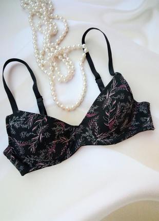 70a черный лиственный принт бюстгальтер без пуш ап finnwear