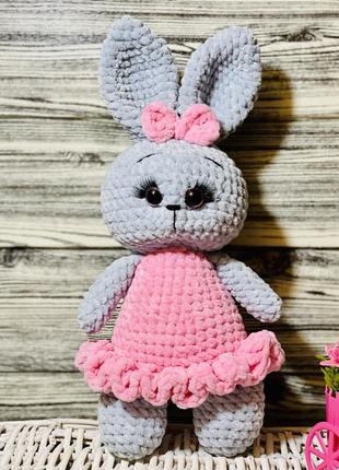 Іграшка ручної роботи зайка зайчик з плюшу іменна іграшка з метрикою