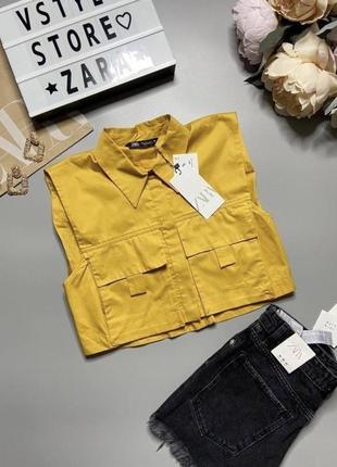 Жилетка жилет рубашка с карманами zara новая коллекция рубашка жилет жилетка нова колекці