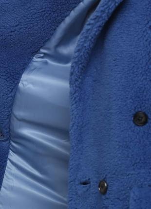 Пальто тедді з натуральної вовни овечки, синє3 фото
