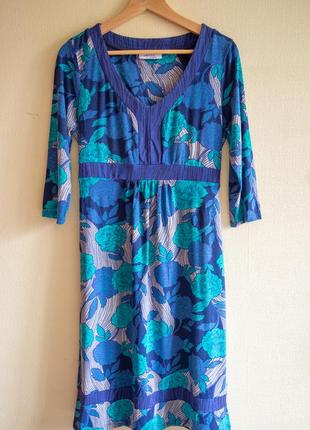 Жіночна сукня з принтом великих синіх і блакитних квітів, 95% віскоза, m&s