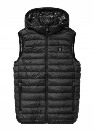 Жилетка мужская черная батальная с электроподогревом с помощью павербанка glo-story