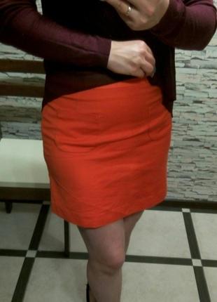 #мини юбка #h&m #яркая #лето 2016 #с кармашками #оранжевая1 фото