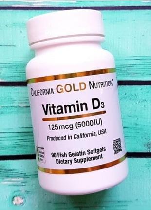 Вітамін d3, 125 мкг (5000 мо), 90 капсул, витамин д3 california gold nutrition оригинал1 фото