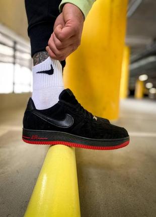 Кросівки nike air force 1 low black/red1 фото