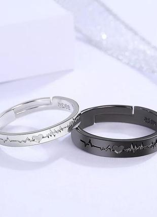 Парные кольца "пульс", набор колечек, комплект колец парных, серебро, украшение, подарок2 фото