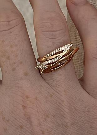 Кольцо молния камни медицинское золото позолота xuping 17 и