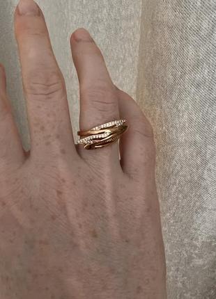 Кольцо молния камни медицинское золото позолота xuping 17 и7 фото
