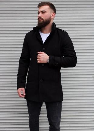 Стильне чоловіче кашемірове чорне пальто без капюшона3 фото