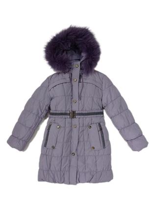 Стильне зимове пальто для дівчинки в бузковому кольорі арт.00361 фото