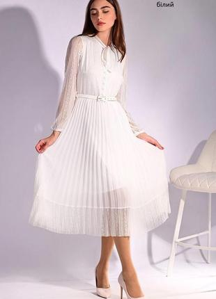 Сукня жіноча с мереживом та плісе в білому та чорному кольорів6 фото
