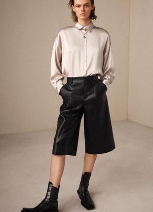 Подовжені шорти зі штучної шкіри, кюлоти zara