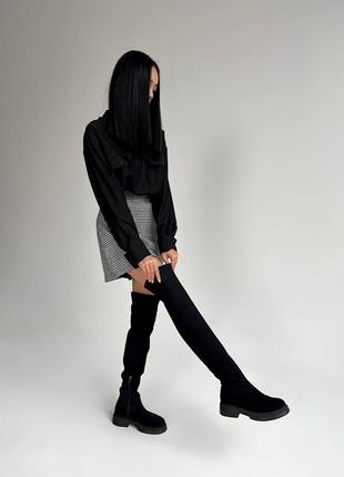 Женские замшевые черные зимние ботфорты сапоги стильные размер 396 фото