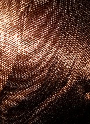 Атласные бронзовые брюки reserved атлас из вискозы штаны высокая посадка прямые блестящие4 фото